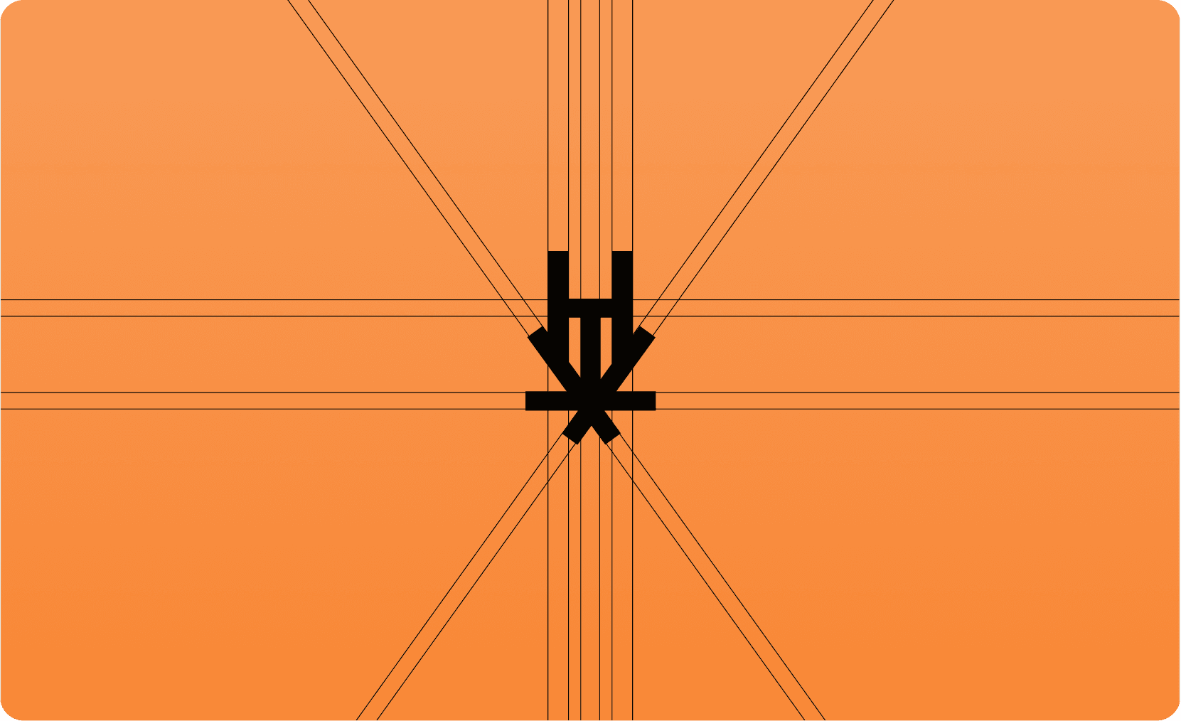 Hazehunter logo mark on an orange background, with black geometric lines crossing through the center.